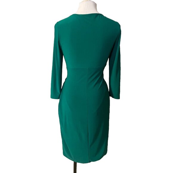 Ralph Lauren Dress 4 Green 3/4 Long Sleeve Stretch Washable Career Church - Picture 3 of 14